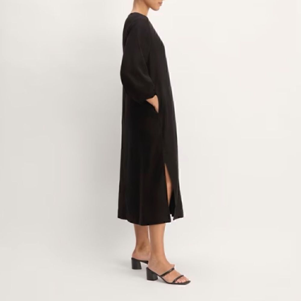 NEW Everlane The Linen A-Line Midi Dress‎ Black Size 2